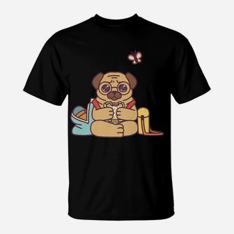 Pug Dog Student School Funny Cute Gift T-Shirt - Seseable