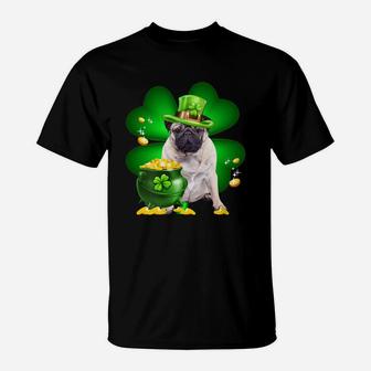 Pug Shamrock St Patricks Day Irish Great Dog Lovers T-Shirt - Seseable