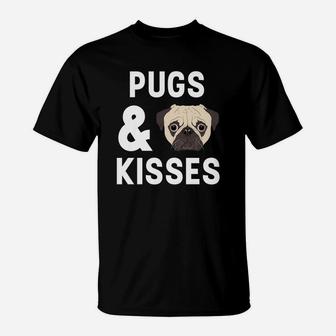 Pugs And Kisses Hugs Valentines Day Gift T-Shirt - Seseable