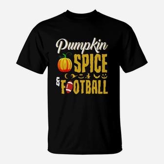 Pumpkin Spice And Football Shirt Funny Halloween Costume T-Shirt - Seseable