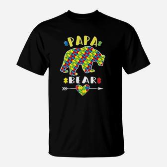 Puzzle Papa Bear Colorful Besst Husband T-Shirt - Seseable