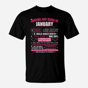 Queens Are Born In January T-Shirt - Seseable
