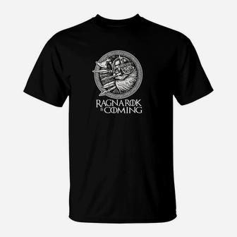 Ragnarok Coming Herren T-Shirt, Nordisches Mythologie-Design in Schwarz - Seseable