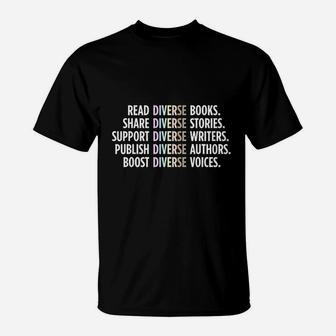 Read Diverse Books Bookish Publishing Diversity Writing T-Shirt - Seseable