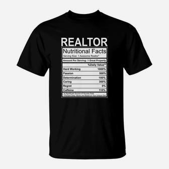 Real Estate Agent Gifts Realtor Nutrition Facts T-Shirt - Seseable