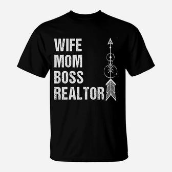 Realtor Mom Wife Mom Boss Realtor Funny T-Shirt - Seseable