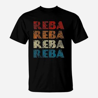 Reba Vintage Wordmark Pattern Retro Style T-Shirt - Seseable