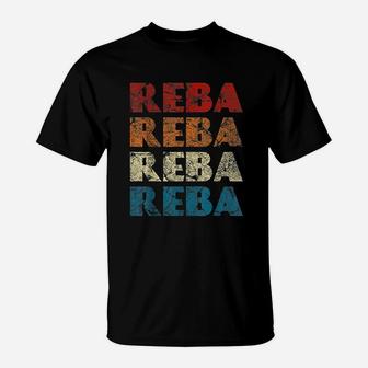 Reba Vintage Wordmark Pattern Retro Style T-Shirt - Seseable