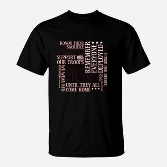 Red Friday Support Our Troops Military Word Cloud T-Shirt - Seseable