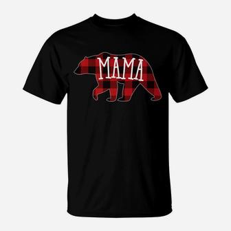 Red Plaid Mama Bear Buffalo Plaid Mama Bear T-Shirt - Seseable