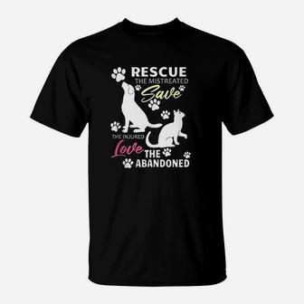 Rescue Dog And Cat Gift Rescue Save Love Dog Adoption T-Shirt - Seseable