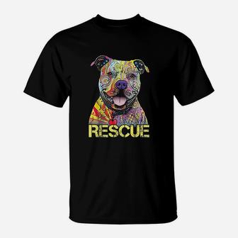 Rescue Dog Colorfull Pitbull Dog Adopt Dont Shop T-Shirt - Seseable