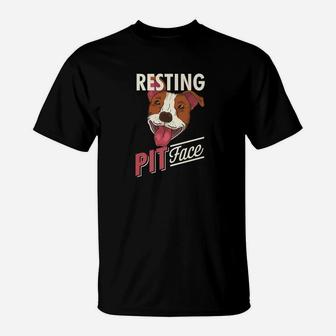 Resting Pit Face I Pit Bull Dogmom Pitbull T-Shirt - Seseable