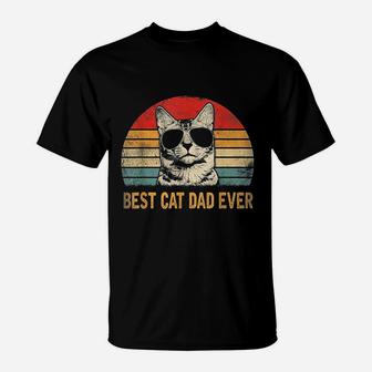Retro Best Cat Dad Ever Funny Cat Lover Dad Fathers Day T-Shirt - Seseable