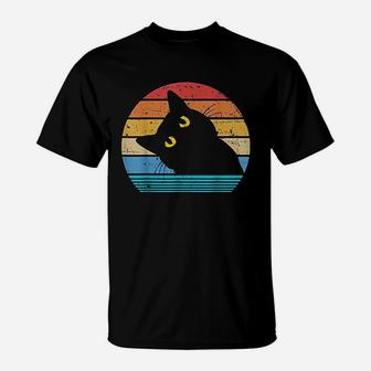 Retro Black Cat Lover Vintage Style Cats Cute Kitty Gift T-Shirt - Seseable