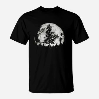 Retro Full Moon N Minimalist Pine Tree Vintage Graphic T-Shirt - Seseable