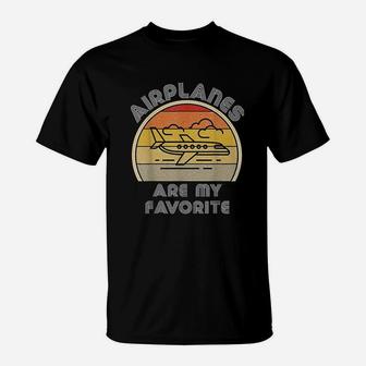 Retro Future Pilot Gifts Aviation Themed Gift Daddys Copilot T-Shirt - Seseable
