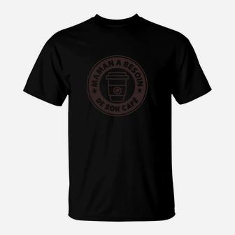 Retro Kaffee-Logo Herren T-Shirt in Klassischem Schwarz - Seseable