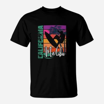Retro Malibu California Beach Sun Surfing Souvenir T-Shirt - Seseable
