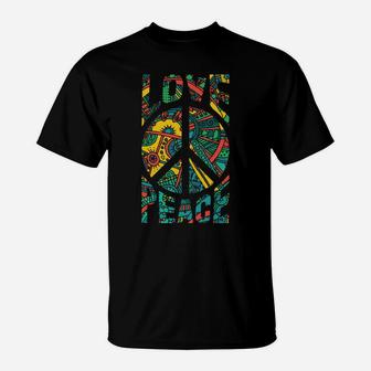 Retro Pattern Love Peace Symbol Hippie 60s Style T-Shirt - Seseable