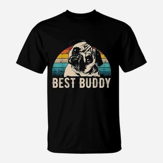 Retro Pug Men Women Kids Gifts T-Shirt - Seseable