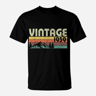 Retro Vintage 1939 Graphics 80th Birthday Gift 80 Years Old T-Shirt - Seseable