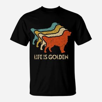 Retro Vintage Golden Retriever Life Is Golden Gift T-Shirt - Seseable