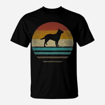 Retro Vintage Sunset Australian Cattle Dog Silhouette Gift T-Shirt - Seseable