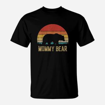 Retro Vintage Sunset Mommy Bear Good Gifts For Mom T-Shirt - Seseable