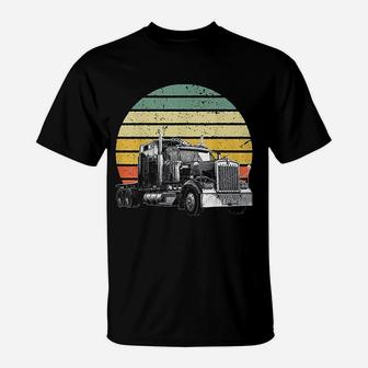 Retro Vintage Trucker Big Rig Semi-trailer Truck Driver Gift T-Shirt - Seseable
