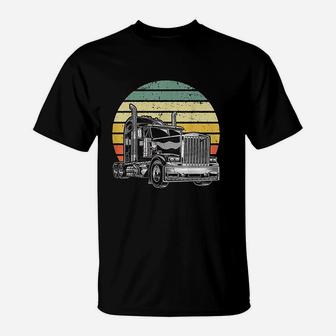 Retro Vintage Trucker Big Rig Semi Trailer Truck Driver Gift T-Shirt - Seseable