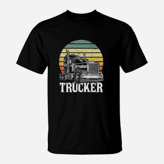 Retro Vintage Trucker Big Rig Semi-trailer Truck Driver Gift T-Shirt - Seseable