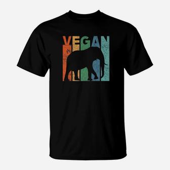 Retro Vintage Vegan Elephant Lovers Gift Premium T-Shirt - Seseable