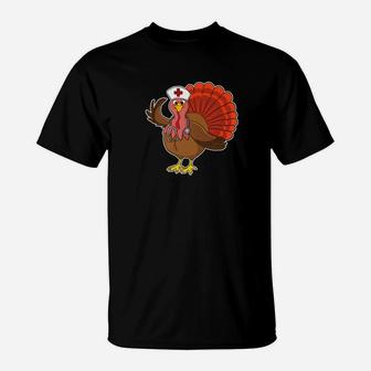 Rn Nurse Turkey Thanksgiving Gift T-Shirt - Seseable