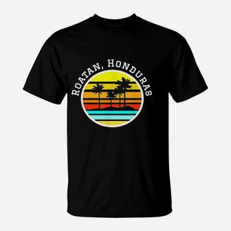 Roatan Honduras Vacation Shirts Palm Trees T-Shirt - Seseable