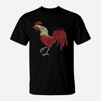 Rooster Retro Vintage Red Fighting Chicken Gift Apparel T-Shirt | Seseable UK
