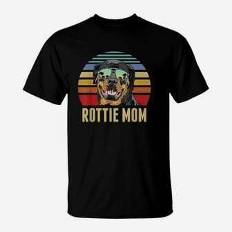 Rottie Mom Rottweiler Dog Vintage Retro Sunset Beach Vibe T-Shirt - Seseable