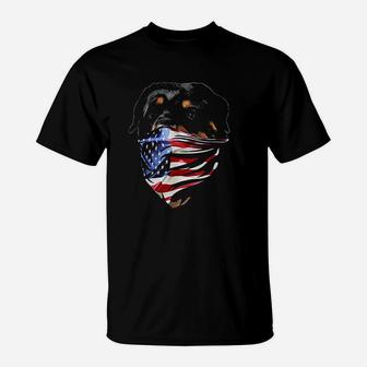 Rottweiler Dog W Patriotic America T-Shirt - Seseable