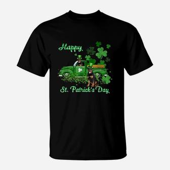 Rottweiler Riding Green Truck St Patricks Day Dog Lovers Gift T-Shirt - Seseable