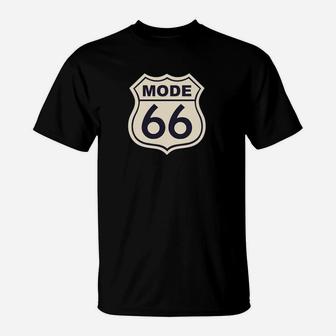 Route 66 Stil Herren T-Shirt, Schwarz mit Vintage-Nummernschild-Design - Seseable