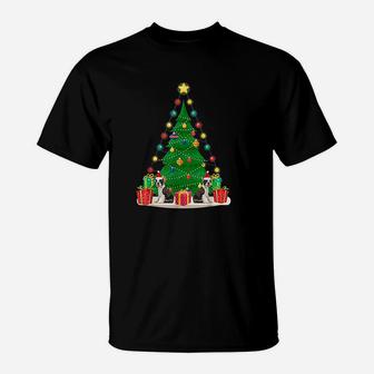 Santa Boston Terrier Dog Christmas Tree Funny Xmas Gift Dog T-Shirt - Seseable
