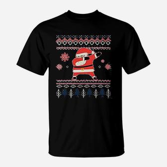 Santa Claus Dabbing Christmas Funny Raglan T-Shirt - Seseable