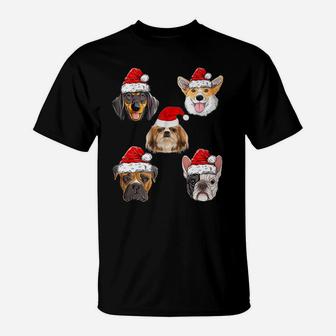 Santa Hat Dog Christmas Tree Funny Christmas Gifts T-Shirt - Seseable