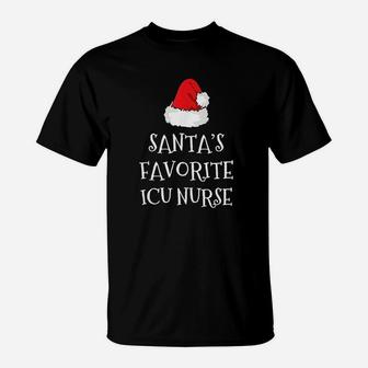 Santas Favorite Icu Nurse Gift Christmas Intensive Care T-Shirt - Seseable