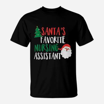 Santas Favorite Nursing Assistant Funny Christmas T-Shirt - Seseable