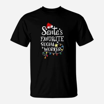Santas Favorite Social Worker Christmas Medical Social Work T-Shirt - Seseable