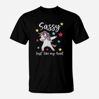 Sassy Like My Aunt Unicorn Cute Matching Niece And Auntie T-Shirt - Seseable