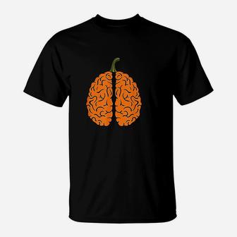 School Psychologist Halloween Pumpkin Brain T-Shirt - Seseable