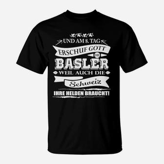 Schwarz Basler Stolz T-Shirt mit Schweizer Spruch, Stilvolles Tee - Seseable