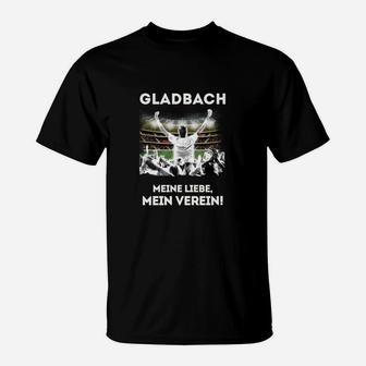 Schwarz Gladbach Fan-T-Shirt Meine Liebe, Mein Verein für Anhänger - Seseable